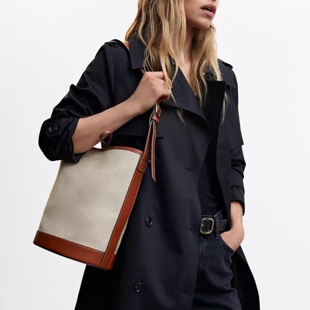 Mango Canvas Combined Bucket Handbag